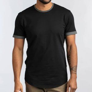 NWOT Bylt Basics Drop Cut Ringer Lux Tee, Black/Gray, Mens Large